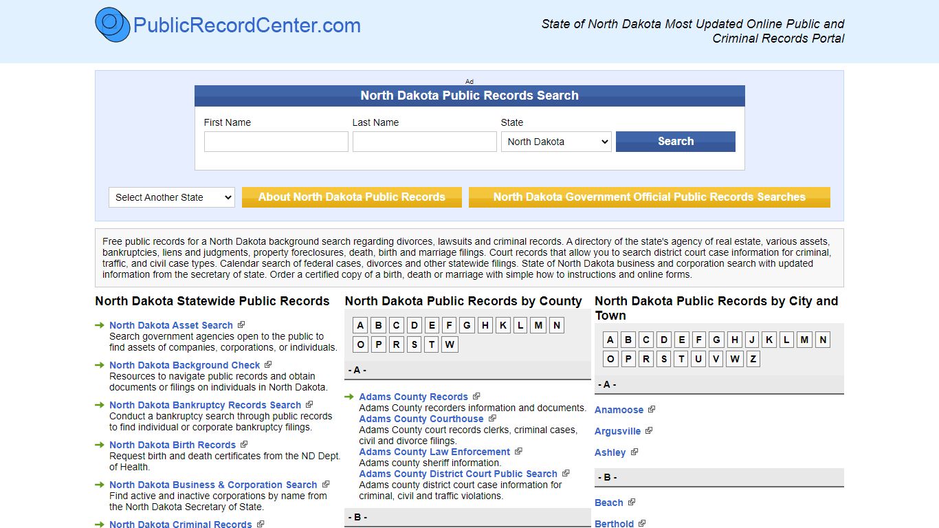 Free North Dakota Public Records, Criminal Records And Background Checks